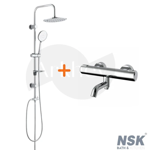 NSK Termostatik Banyo Bataryası ve Duş Sistemi Paketi - Krom ARKHEV0030 ürün görseli