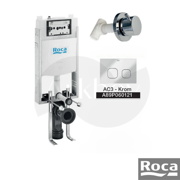 Roca Yuvarlak Stop Valf + AC3 Basma Butonlu + Active One Gömme Rezervuar Seti - Krom A89P060121 ürün görseli