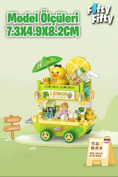 Loz Micro Block Serisi Limonata Arabası 310 Parça Oyuncak Yapım Seti FFLZ-8856 - Resim 2