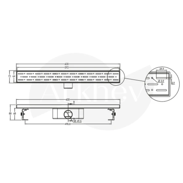 NSK Dynamic Rain 33 Cm Lineer Duş Kanalı - Paslanmaz Çelik Kapak / Plastik Çerceve / Yükseklik Ayarlı N1163300 - Resim 2