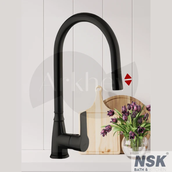 NSK Alamera Pull Out Spiralli Eviye/Mutfak Bataryası - Mat Siyah N2040929 ürün görseli