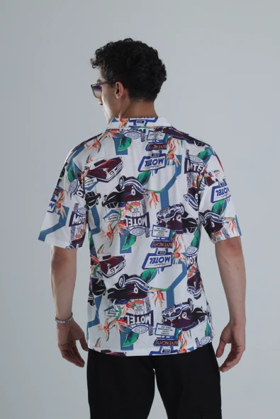 Erkek Araç Desenli Hawai Gömlek COC1149 - Resim 3