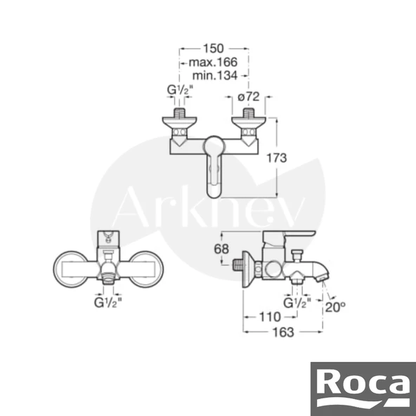 Roca Carelia Banyo Bataryası - Krom A5A028AC0K - Resim 2