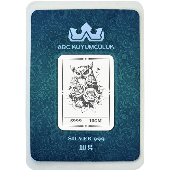 999 Ayar Gümüş ile Üretilmiş Baykuş Temalı Hediyeye Özel 10 Gram Gümüş Külçesi-733 ürün görseli 1