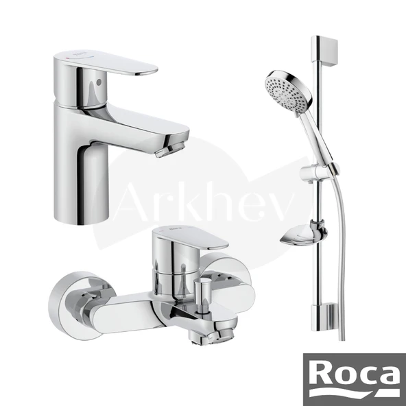 Roca Victoria Plus Lavabo + Banyo Bataryası ve Stella Sürgülü Duş Takımı Seti -  Krom A5D054FC0K ürün görseli
