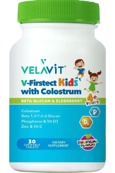 V-Firstect Kids with Colostrum Takviye Edici Gıda(Tropikal Aromalı) 30 Kapsül ürün görseli