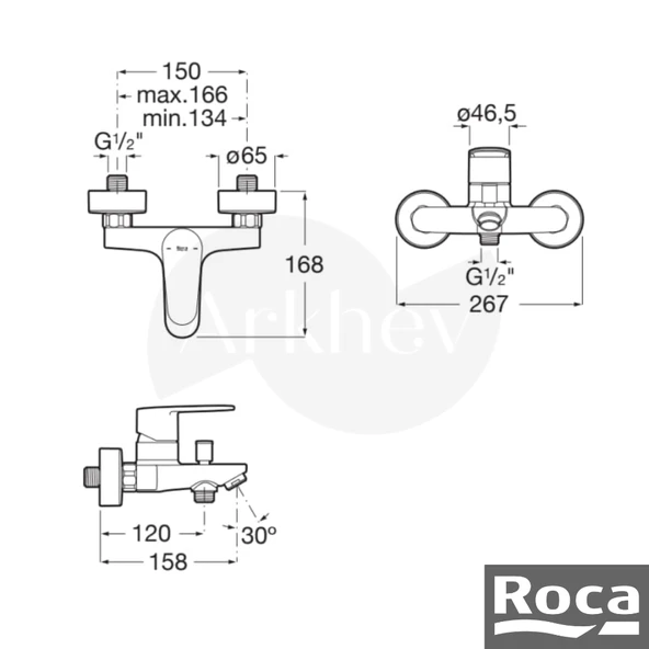 Roca Victoria Plus Banyo Bataryası - Krom A5A024FC0K - Resim 2