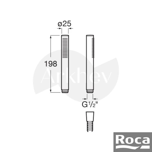 Roca Stella Stick Round El Duşu - Krom / Yuvarlak A5B9B61C00 - Resim 3