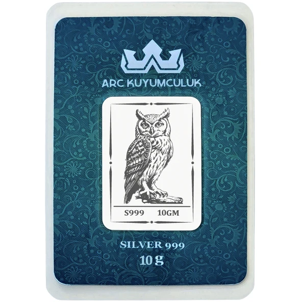 Hediyeye Özel 10 Gram Baykuş Temalı 999 Ayar Gümüş ile Üretilmiş Gümüş Külçesi-734 ürün görseli