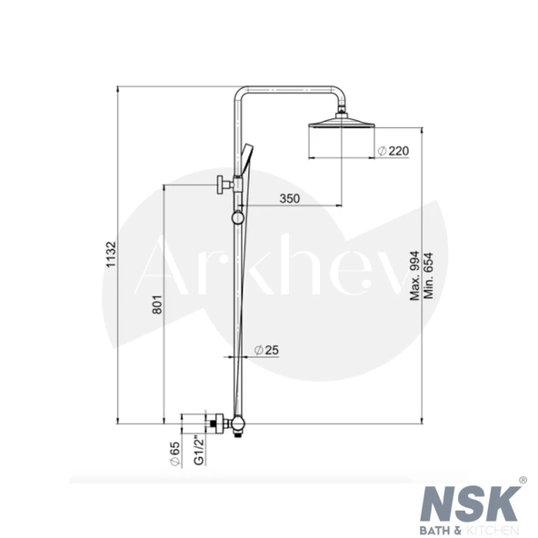 NSK Termostatik Bataryalı Duş Kolonu - Krom N2221602 - Resim 2