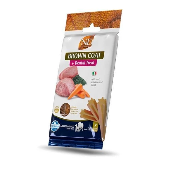 ND Dental Treat Brown Coat Orta Ve Büyük Irk Kuzulu  Köpek Ödülü 60 Gr ürün görseli 1