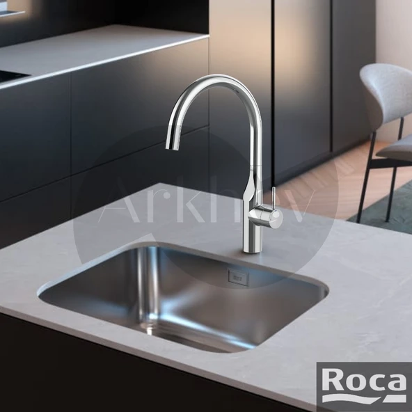 Roca Glera Döner Kuğu Borulu Eviye/Mutfak Bataryası - Krom / Cold Start A5A844DC00 - Resim 2