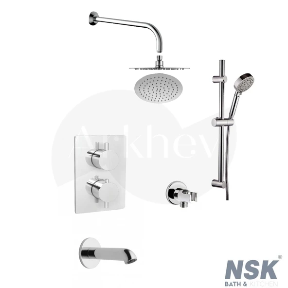 NSK Termostatik Ankastre Banyo Duş Sistemi - Krom / İç Set Sıva Altı Grubu Dahil / 3 Yönlü Ankastre Batarya ürün görseli