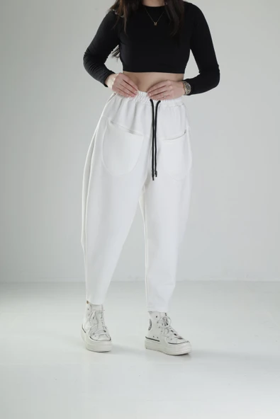 Önden Cepli Ekru Baget Pantolon COC2069 - Resim 3