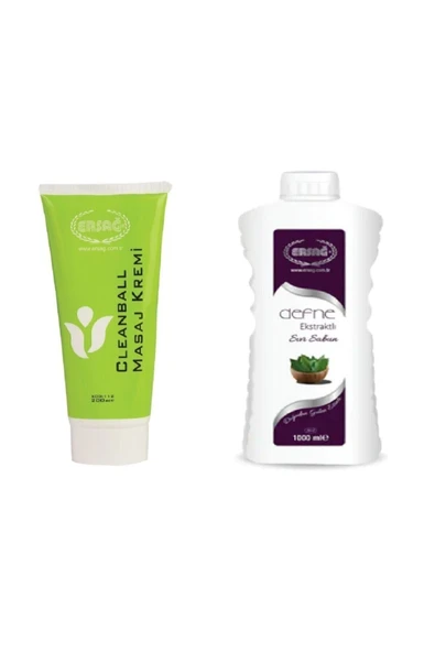 Ersağ Clean Ball Masaj Kremi 200 ml ve Defne Ekstraktlı Sıvı Sabun 1000 ml ürün görseli