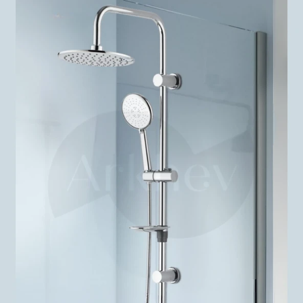 NSK Tempera Round Tepe Duş Başlıklı Duş Sistemi - Krom N2921902 ürün görseli