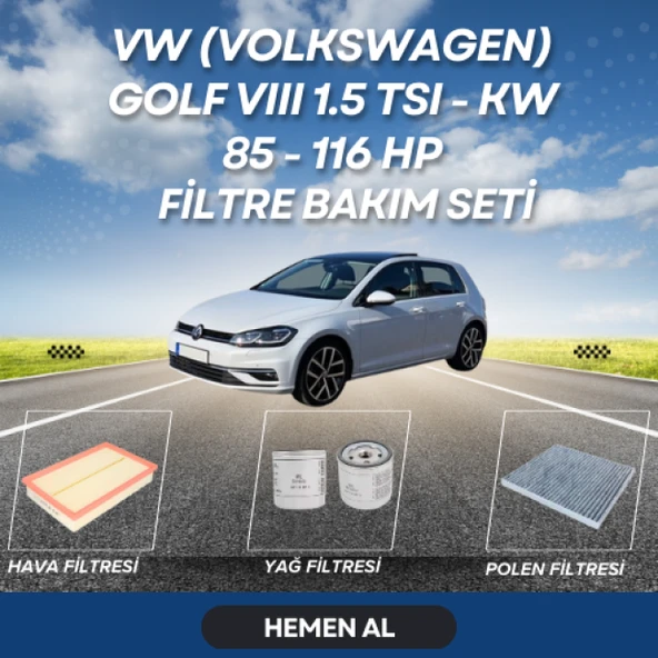 Vw (volkswagen) golf viii 1.5 tsi - kw 85 - 116 hp filtre bakım seti ürün görseli 1