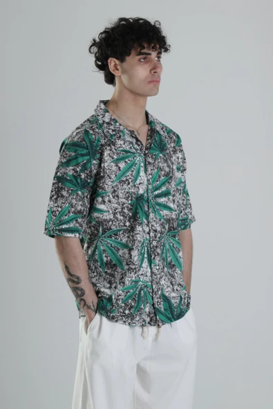 Yaprak Desenli Gömlek COC1834 - Resim 4