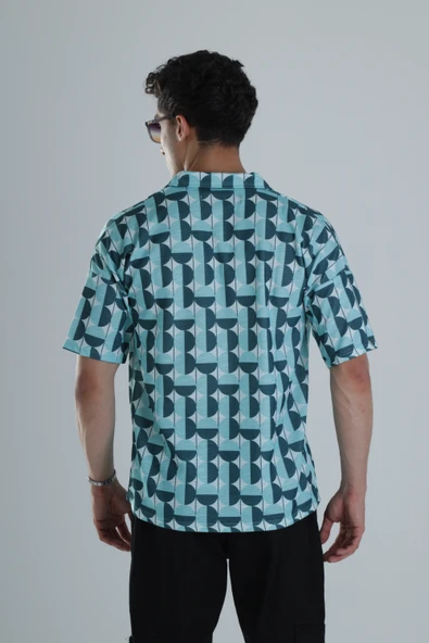 Erkek Küre Desenli Hawai Gömlek COC1159 - Resim 5