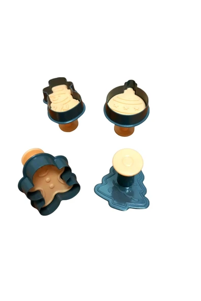 Yılbaşı Desenli Basmalı Adam Çam Ağacı Kurabiye Kalıbı Şekilli Yeni Yıl Hamur Kesici Aparat - Resim 6