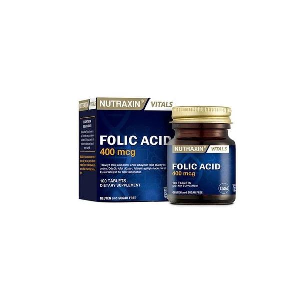 Folic Acid 400mcg Takviye Edici Gıda 100 Tablet ürün görseli