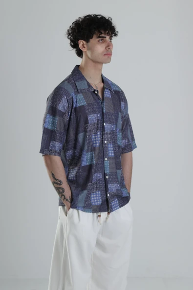 Bürümcük Kumaş Desenli Gömlek COC2476 - Resim 4