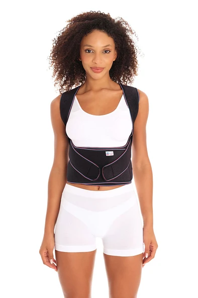Yeni Nesil Dik Duruş Korsesi Kamburluk Önleyici Terletmez Korse Unisex Siyah - Resim 2
