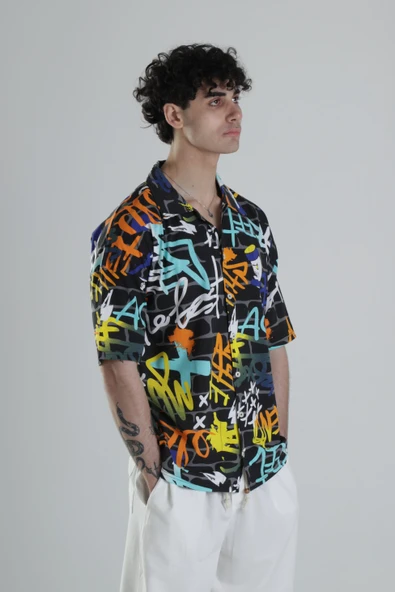 Grafiti Desenli Gömlek COC2109 - Resim 3