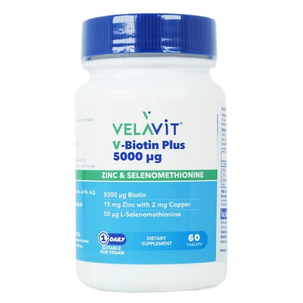 V-Biotin Plus 5000mcg Takviye Edici Gıda 60 Tablet ürün görseli
