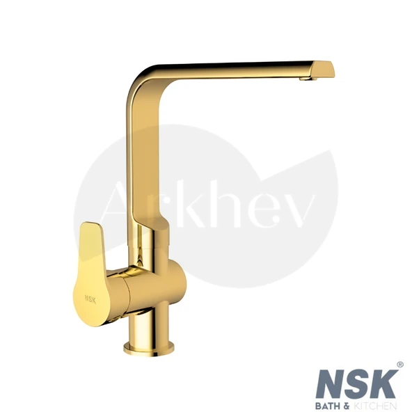 NSK Alora Pro Döner "L" Borulu Eviye Bataryası - PVD Altın / Döküm Boru N3062219 - Resim 3