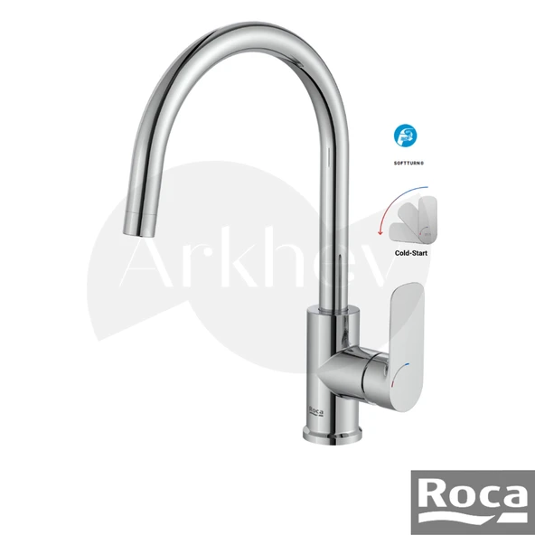 Roca Cala Döner Kuğu Borulu Eviye/Mutfak Bataryası - Krom / Cold Start A5A846EC00 ürün görseli