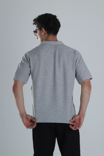 Erkek Gri Gofre Gömlek COC1152 - Resim 4