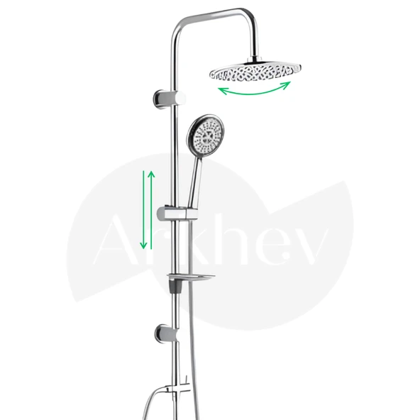 NSK Tempera Round Tepe Duş Başlıklı Duş Sistemi - Krom N2921902 - Resim 2
