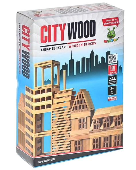 Woodoy City Wood Ahşap Bloklar 100 Parça KR 101 ürün görseli 1