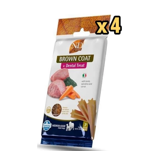 ND Dental Treat Brown Coat Orta Ve Büyük Irk Kuzulu  Köpek Ödülü 100 Gr x 4 Adet ürün görseli 1