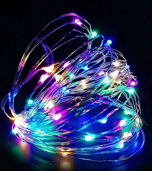 Ev Balkon Ve Parti İçin 3 Metre Pilli Renkli  Peri Led Yılbaşı Süsü Işık - Resim 5