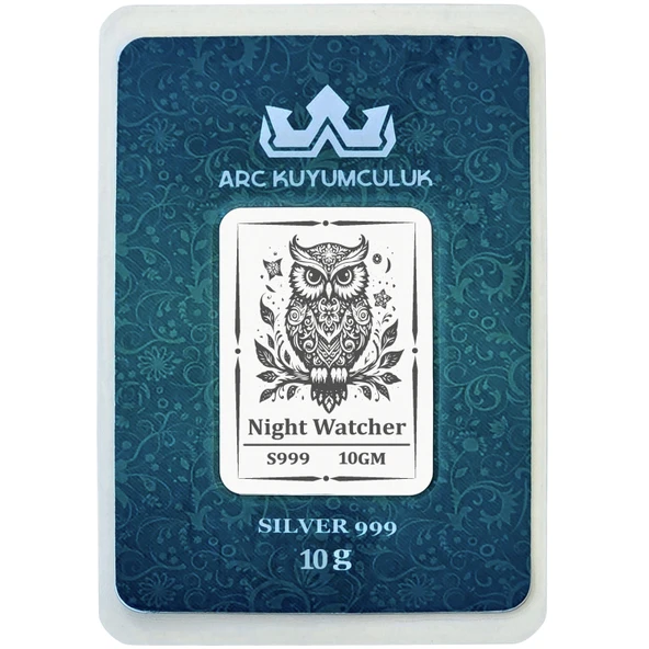 999 Ayar Gümüş ile Üretilmiş Baykuş Temalı Hediyeye Özel 10 Gram Gümüş Külçesi-735 ürün görseli