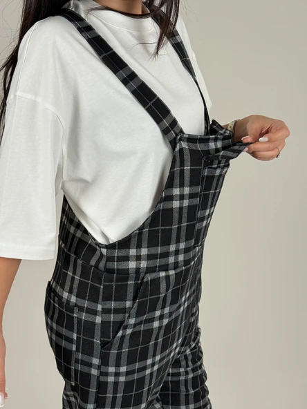 Ekose Desenli Kadın Salopet COC1091 - Resim 4