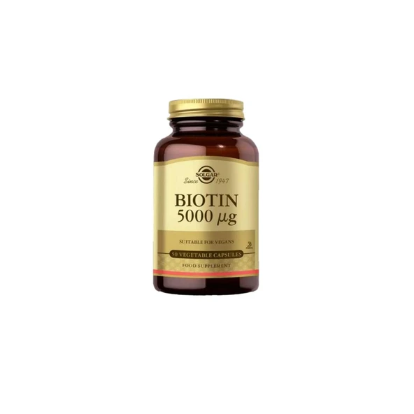 Biotin 5000 mcg Takviye Edici Gıda 50 Kapsül ürün görseli