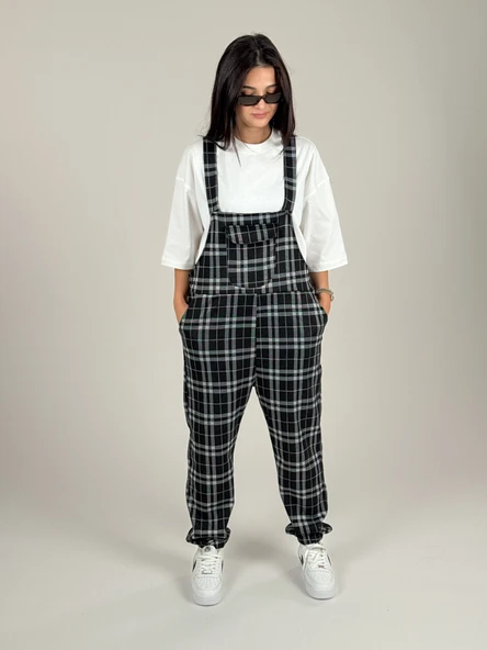 Ekose Desenli Kadın Salopet COC1091 ürün görseli