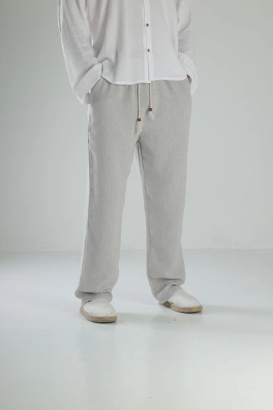 Gri Keten Pantolon COC2119 - Resim 3