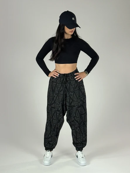 Üçgen Desenli Kadın Spor Şalvar COC1192 - Resim 4