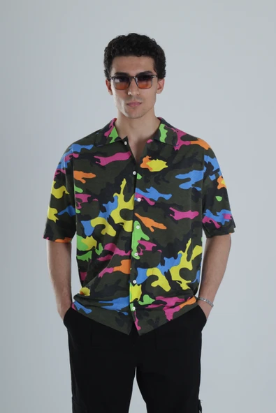 Erkek Kamuflaj Desenli Hawai Gömlek COC1154 ürün görseli
