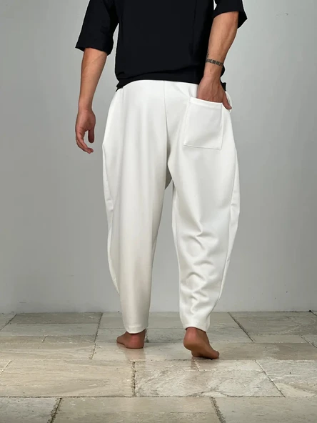 Ekru Pileli Yarım Şalvar COC1273 - Resim 3