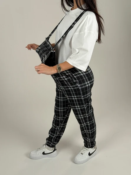 Ekose Desenli Kadın Salopet COC1091 - Resim 3