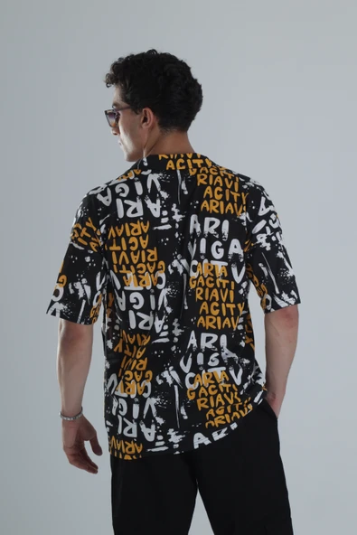 Erkek Grafiti Desenli Hawai Gömlek COC1150 - Resim 4