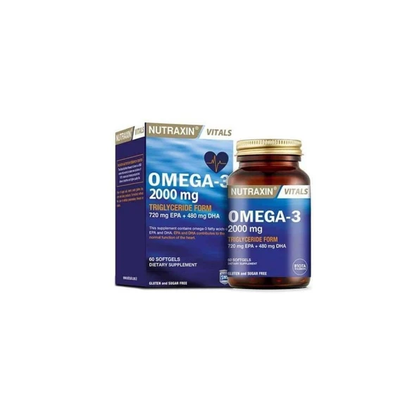 Vitals Omega-3 2000mg Balık Yağı İçeren Takviye Edici Gıda 60 Yumuşak Kapsül ürün görseli