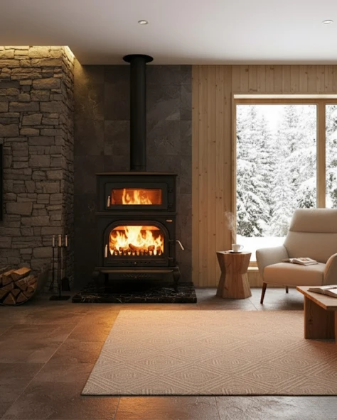 Reyo Stove Abant Üç Camlı Yan Kapak Fırınlı Döküm Şömine Soba - Resim 3