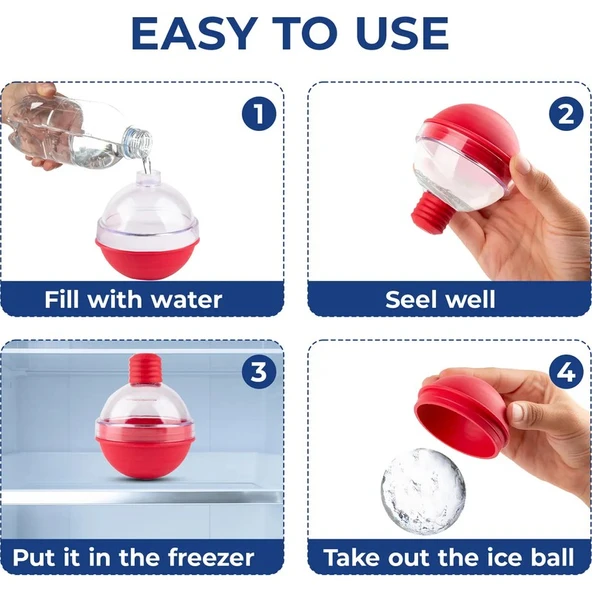 Milano Home Büyük Buz Kalıbı, Yuvarlak Buz Kalıbı, Buz Küpü Kalıbı, Silikon Buz Kalıbı, Küre Buz Kalıbı, Bomba Buzluk - Resim 5