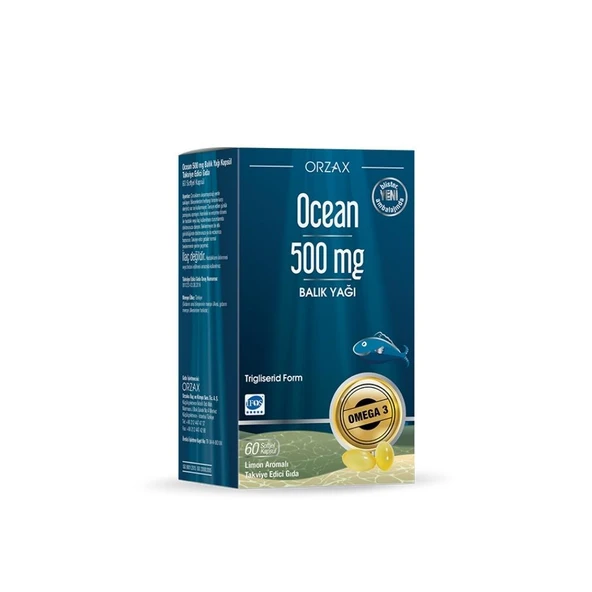 Ocean 500mg Balık Yağı Limon Aromalı Takviye Edici Gıda 60 Softjel Kapsül ürün görseli